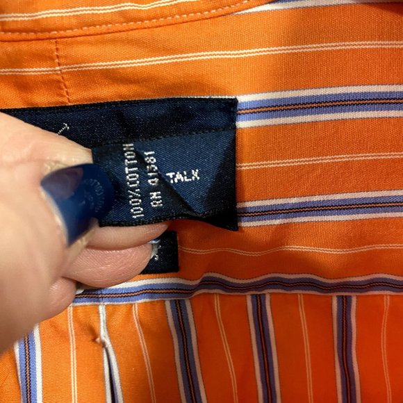 Ralph Lauren Classic Fit Orange, Blue, White Stripe Button Down Shirt Size 17 XL - Picture 5 of 9